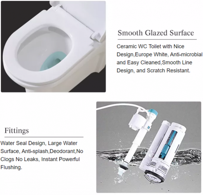 Antibacterial S Trap Siphonic One Piece Wc Flushing Button 6
