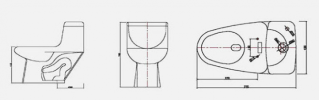 UPC Siphonic One Piece Toilet S Trap Commode 630*350*830mm 1