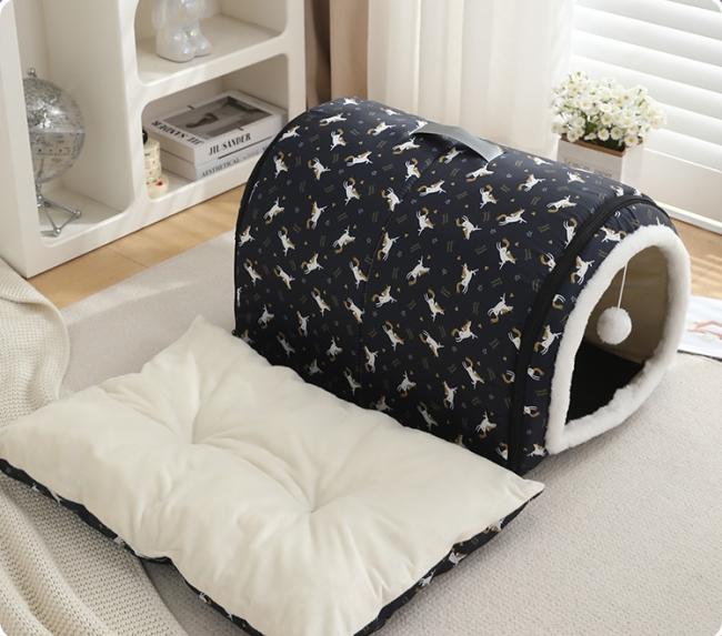 Waterproof Dog Cave Bed Indoor All Seasons Universal Warm Pet Nest With Villa Mattress