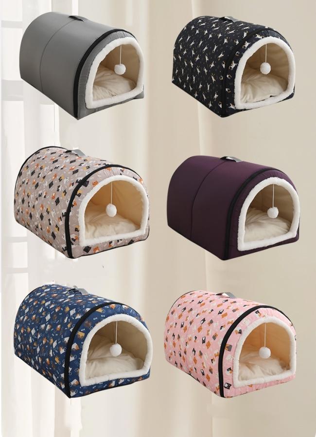 Waterproof Dog Cave Bed Indoor All Seasons Universal Warm Pet Nest With Villa Mattress