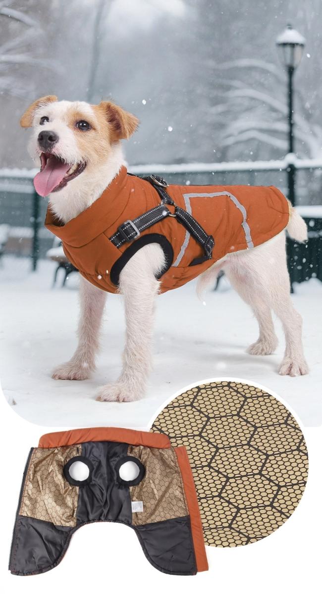 Winter Cotton Padded Waterproof Pet Jacket Outdoor Thickened Pet Clothing With Traction