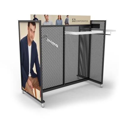 China Retail Gondola Clothing Store Display Rack Wood Effect for sale
