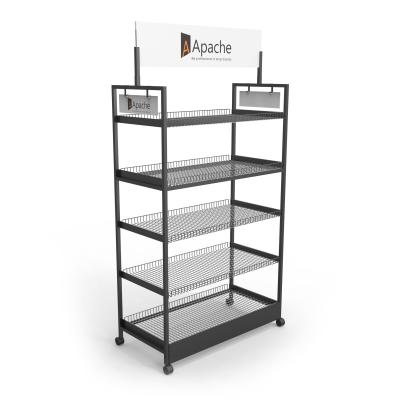 China Q235 Retail Wire Display Racks Metal Free Standing Wire Display Racks With Wheels for sale