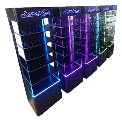 China Venta en caliente de suelo montado Acrylic Display Rack LED Display Stand para productos de E en venta