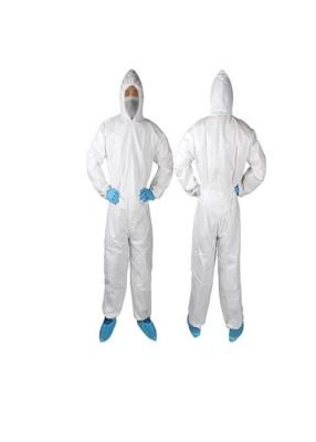中国 白い色の使い捨て可能なつなぎ服のスーツの乾燥した微粒子および制限液体 販売のため