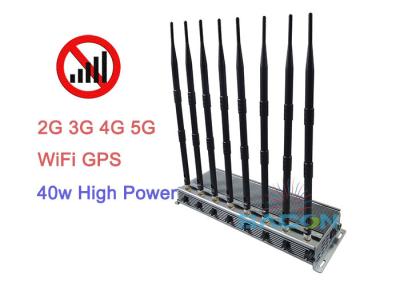 China High Power 5G Signal Jammer Blocker 40w 2G 3G 4G 8 Antennas 80 Meters Range for sale