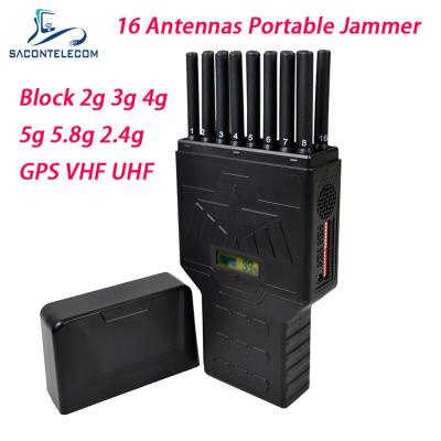 China DC 12v 12w 20m 16 Antennas 5G Signal Jammer Blocker Cell Phone Signal Jammer for sale