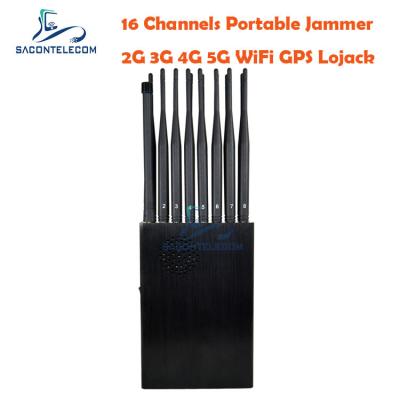 China GPS L1 L2 12000mAh Mobile Phone Signal Jammer 2G 3G 4G 5G VHF UHF for sale