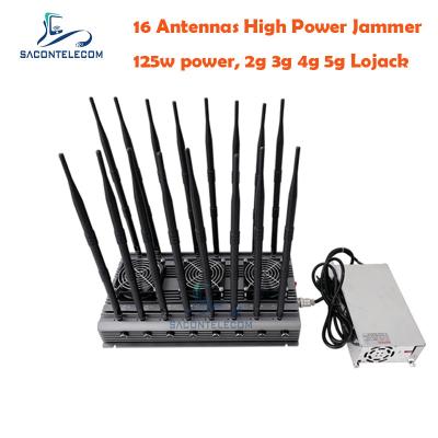 Китай 5.8G UMTS Настольный Wi-Fi сигнальный джаммер 16 Антенны 125w 40m VHF UHF продается