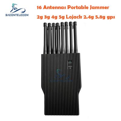 China UMTS 16w Cell Phone GPS Jammer 16 Bands 30m Walkie Talkie Car for sale