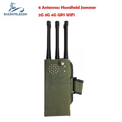 China 6 Bands Cell Phone GPS Jammer Blocker 30m Radius Pocket Bluetooth Signal Jammer for sale