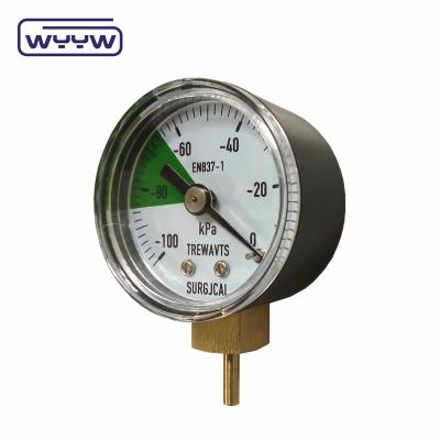 China 40mm -100-0 Kpa Manometer Vacuum Gauge Bottom Mount Steel Case With Brass Connection for sale