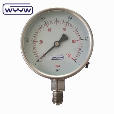 China 100mm SS304 Stainless Steel Pressure Gauge Hydraulic Pressure Gauge Manometer for sale