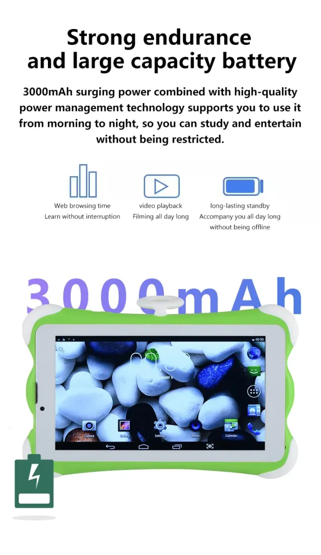 Most Popular 7-Inch Android Tablet PC Touch Screen Mtk6582 3G Network for Kids Education 2GB+8GB Memory SIM Card Included