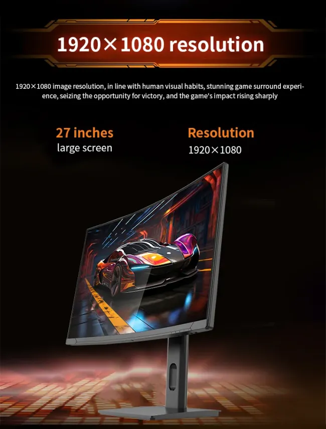 27-Inch Curved Desktop Gaming Monitor Wide Screen 240Hz 240Hz Borderless Esports LCD Monitor FHD IPS Rich Interface for PC Use