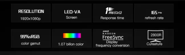 Hot Selling 27 Inch 2K/1K 1080P Gaming Monitor Wide Screen Curved Design with 165Hz Refresh Rate for Gamers