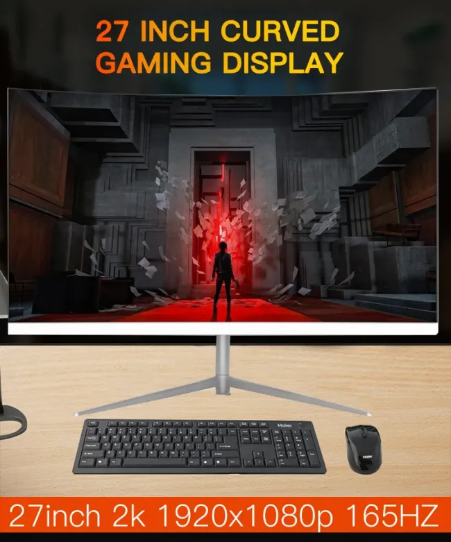 Hot Selling 27 Inch 2K/1K 1080P Gaming Monitor Wide Screen Curved Design with 165Hz Refresh Rate for Gamers