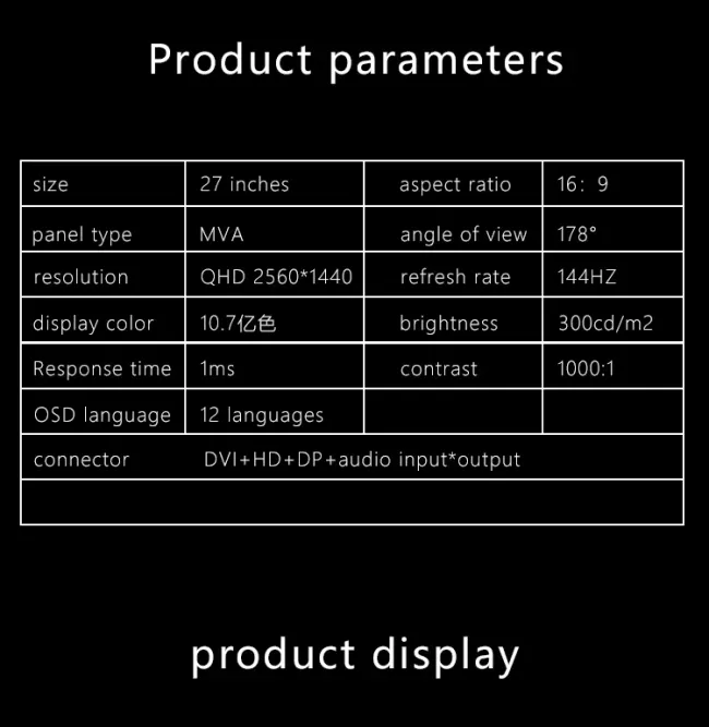 Best 27 Inch 2K 144Hz Gaming Monitor Wide LED Display Flat Desktop Computer Monitor for Business & Gaming