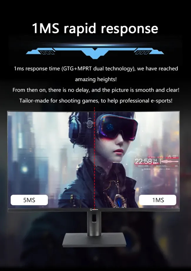 New Style Frameless 32 Inch Wide Screen Curved Gaming Monitor 2K HD 1ms Response Time 165Hz AMD Free-Sync Dedicated for Gamers