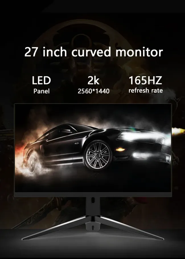 High Performance 27 Inch 2K Gaming Monitor RGB Lighting Wide Screen Curved Design with 165Hz Refresh Rate for Gamers