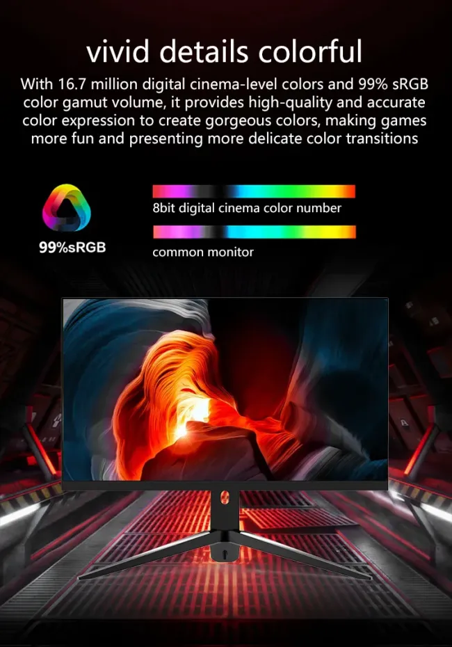 High Performance 27 Inch 2K Gaming Monitor RGB Lighting Wide Screen Curved Design with 165Hz Refresh Rate for Gamers