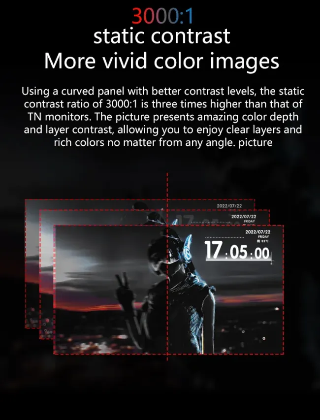High Performance 27 Inch 2K Gaming Monitor RGB Lighting Wide Screen Curved Design with 165Hz Refresh Rate for Gamers