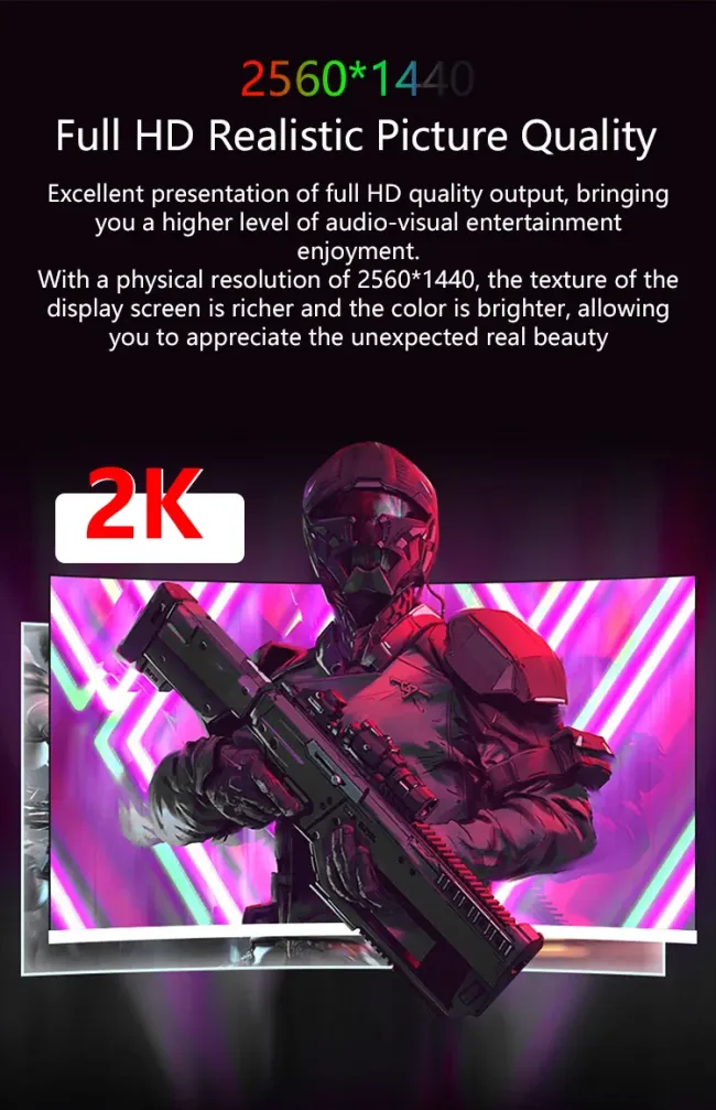 High Performance 27 Inch 2K Gaming Monitor RGB Lighting Wide Screen Curved Design with 165Hz Refresh Rate for Gamers