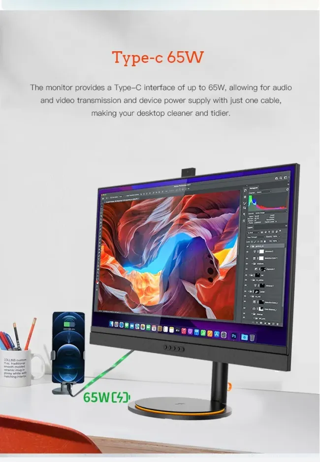 Hot Selling 32 Inch Wide Screen Gaming Monitor UHD 4K 1ms Response Time 60Hz/165Hz Dedicated for Office Gamers Built-in Camera