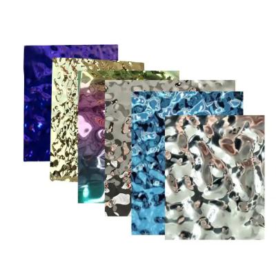 China Water Ripple Color Decorative Stainless Steel Sheet Etched 304 Wall Panels for sale
