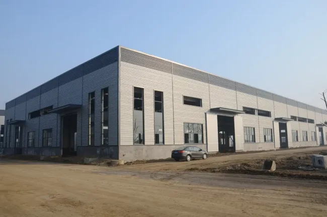 Completed steel workshop building installation