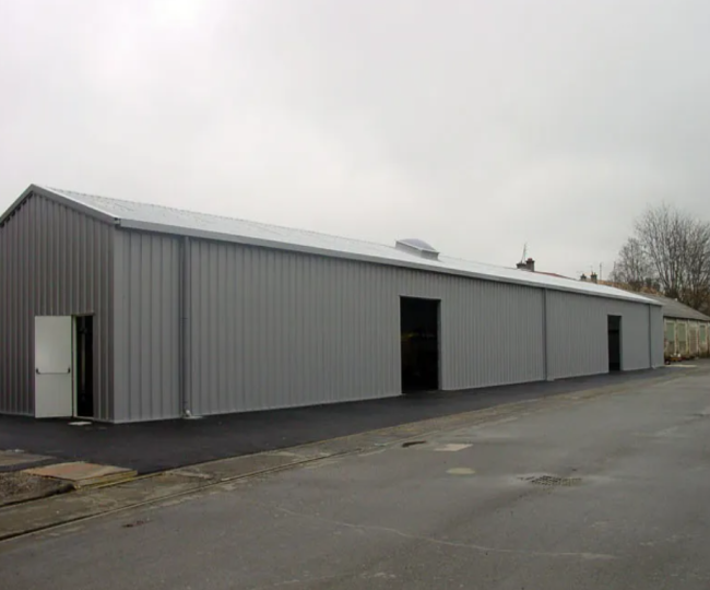 Steel structure warehouse exterior showcasing good appearance and clean lines