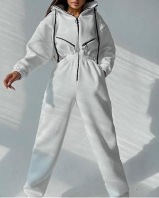 中国 Elasticbandのズボン セットが付いている注文の衣類の工場中国の偶然の女性のフード付きのジャンプスーツ 販売のため