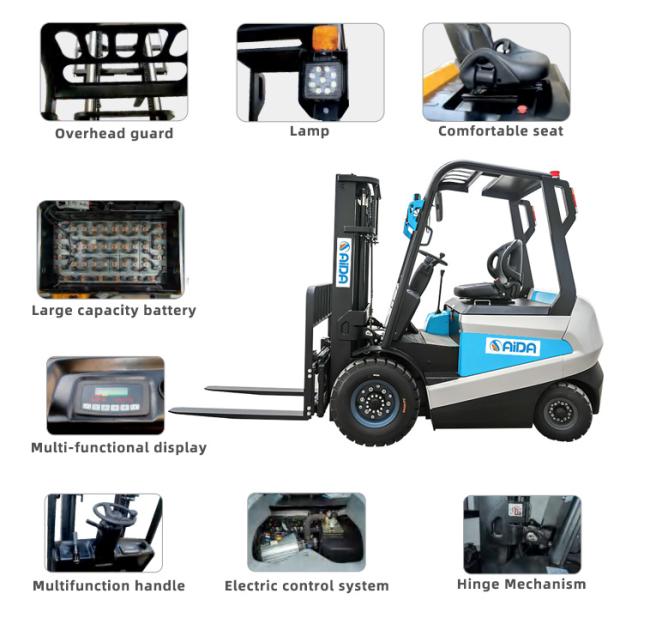 2 Ton 72V 500ah Battery Forklift Machine Electric Stacker Truck Full Automatic 4 Wheel Drive Forklift