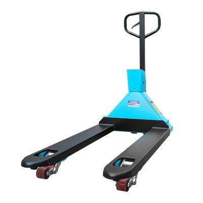 China Mechanical Manual Hydraulic Pallet Lifter , Manual Pump Truck forklift with scale 2500kg for sale