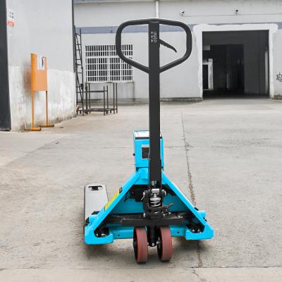 China Blue Hand Operated Pallet Truck 2500kg , Manual Hand Pallet Jack With Printer for sale