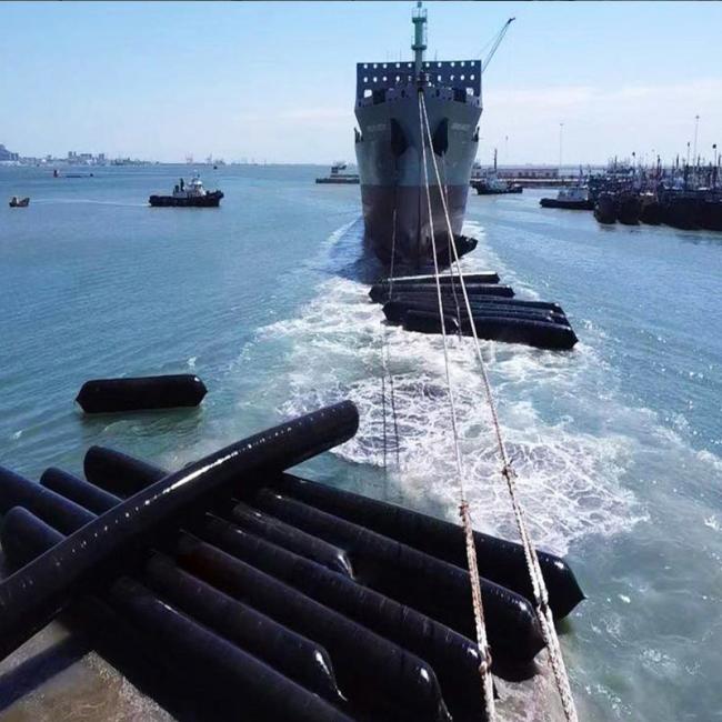 Ship launching using marine airbags