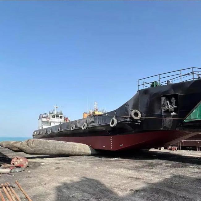 Marine airbag in ship launching operation
