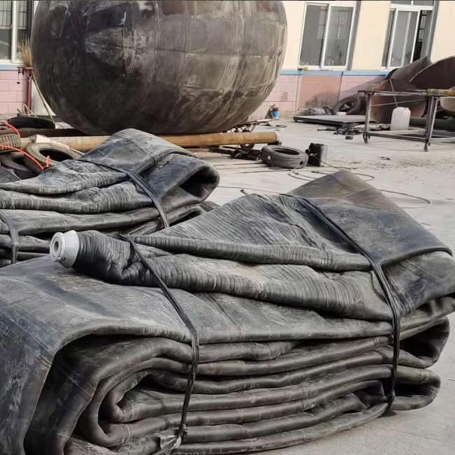 Close-up view of marine airbag construction