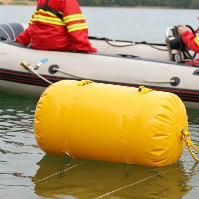 Close-up view of cylindrical air lift bag structure