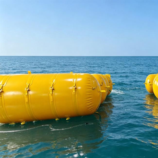 Cylindrical lift bag showing construction details