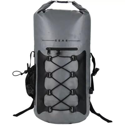 China Grey Color 500D PVC Tarpaulin Dry Bag Picnic Camping Cooler Backpack for sale