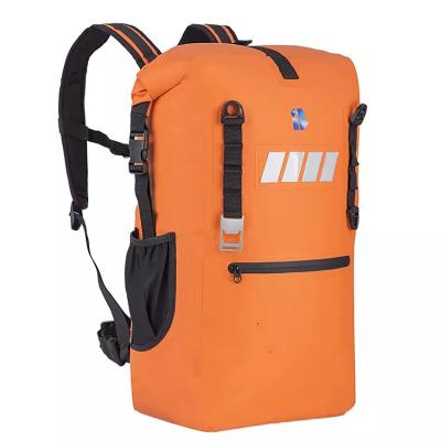 China Beer Opening Attached Dry Ice Cooler Backpack Orange Reflective Printing for sale