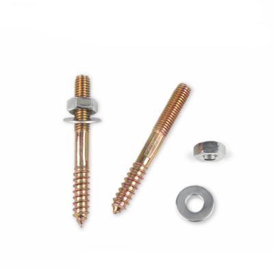 China Double Head Thread Screw Brass Plated m6 Double Head Thread Dowel Screw for sale
