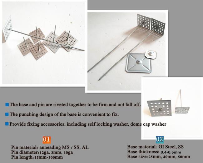 Various sizes of perforated insulation pins