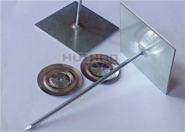 Close-up view of self adhesive insulation hanger components