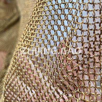 China 7 Mm Brass Copper Chain Mail Ring Mesh Curtain Welded Type for sale