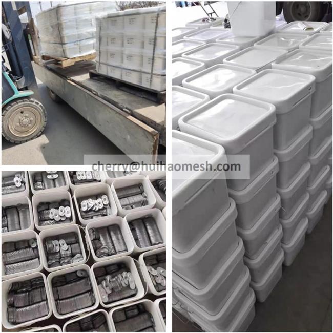 Packaging of Metal Insulation Plates showing buckets on pallet