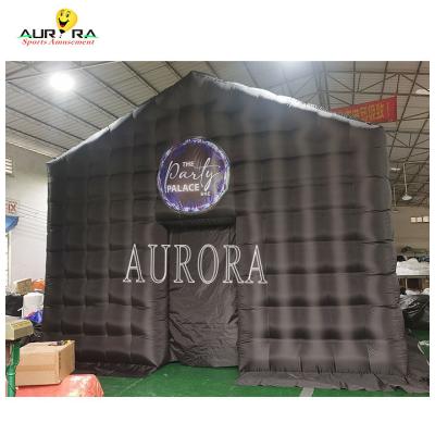 China Bar Inflatable Nightclub Tent Event Black Inflatable Party Tent With LED Lighting for sale