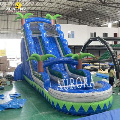 China Home Blue Large Inflatable Pool Slide 0.55mm Thick Vinyl Tarpaulin Mateiral for sale