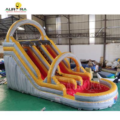 China Summer Party Inflatable Water Slide Grayish Yellow Inflatable Wet Slide With Splash for sale